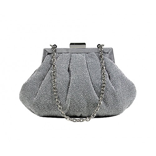 Evening Bag - Glittery Look Fabric - Silver -BG-92093S